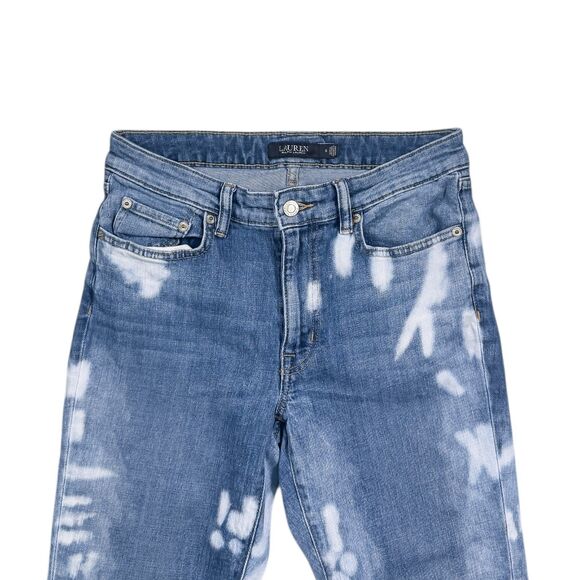 Ralph Lauren Women's Jeans Size 6 Blue Bleached Acid Wash Stretch Skinny Denim - Picture 4 of 8